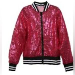 Girĺs Pink Sparkly Sequin Jacket,